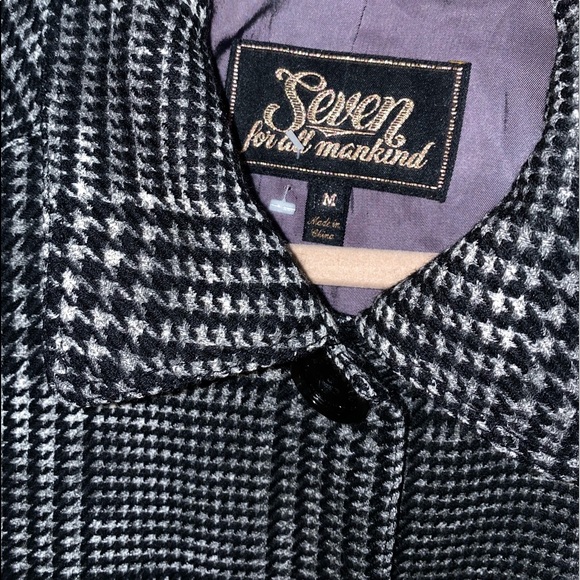 7 For All Mankind Plaid Tartan Tweed Crop Jacket M Y2K Old Money Quiet Luxury - Picture 4 of 8